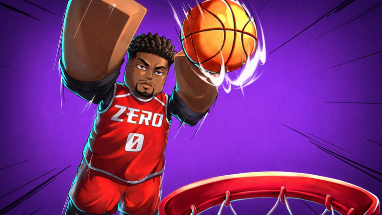 Basketball Zero Roblox показывает бросок и спортивный anime court gameplay
