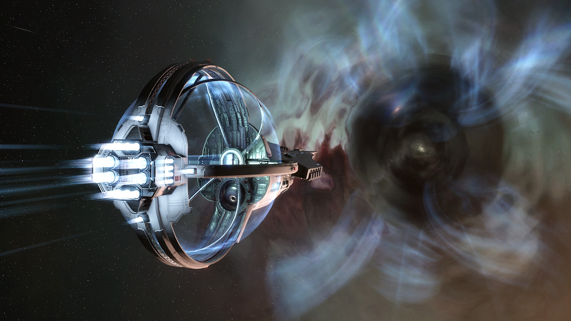 EVE Online показывает крупные космические корабли и флот