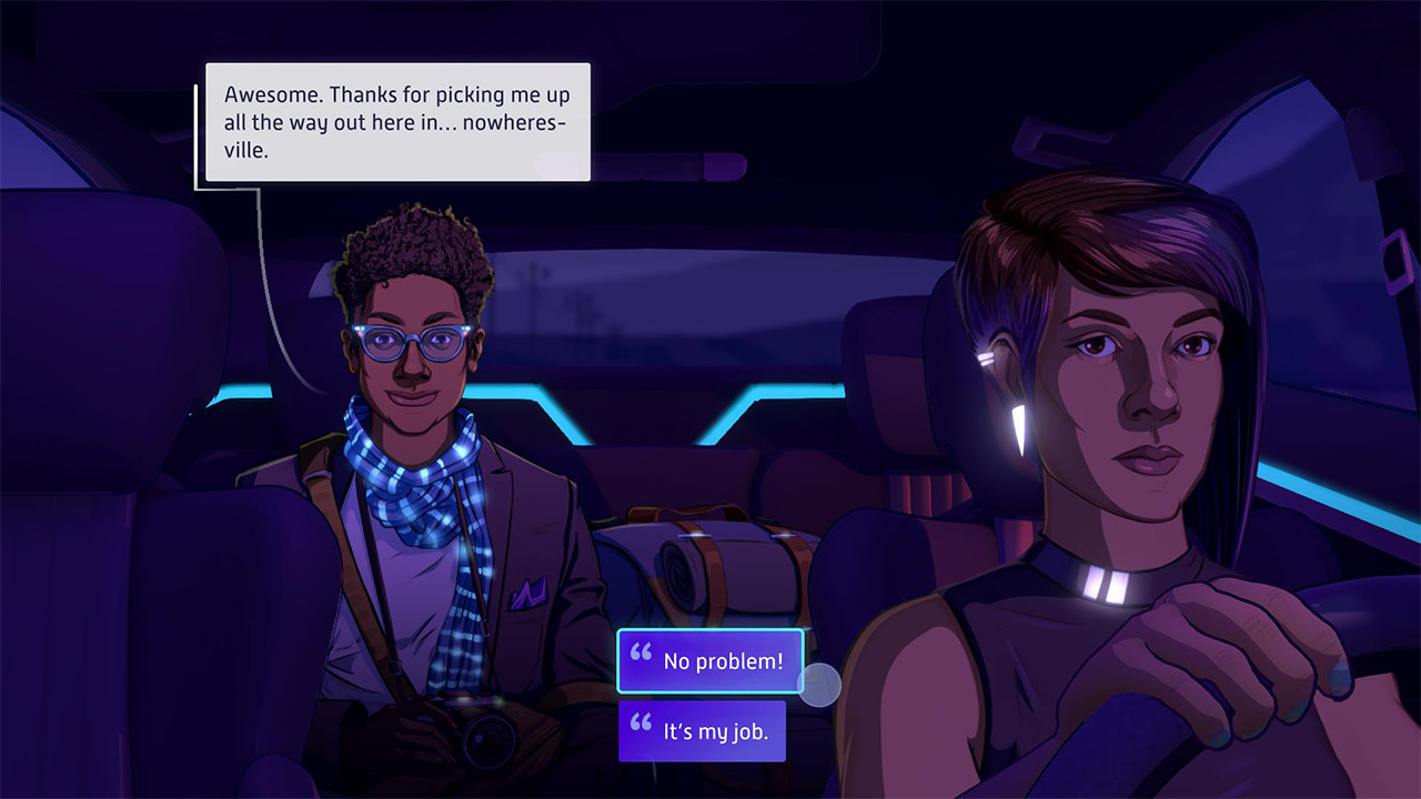 Neo Cab раскрывает такси через диалоги и ночной sci-fi город