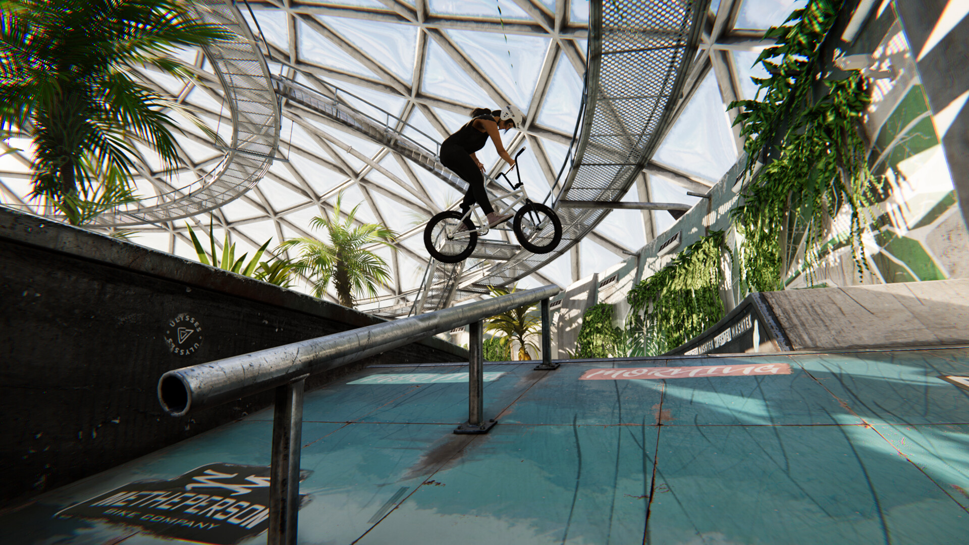 BMX Streets показывает трюки на городском споте
