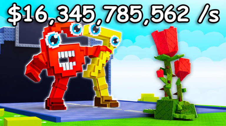 Plants Vs Brainrots Roblox кадр с растениями и защитой базы против brainrot-волн